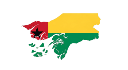 Guineabissau map outline with flag isolated on transparent background the map of guineabissau is filled with the guineabissau flag, representing the countrys geography and national identity, perfect f