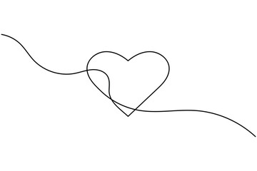 Fototapeta premium Romantic love heart shape continuous one line drawing minimalist abstract vector illustration
