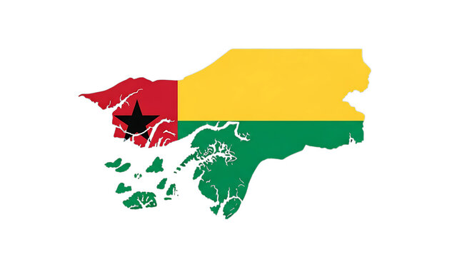 Guineabissau map outline with flag isolated on transparent background the map of guineabissau is filled with the guineabissau flag, representing the countrys geography and national identity, perfect f