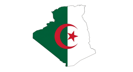 Algeria map outline with flag isolated on transparent background detailed vector map of algeria with national flag country shape isolated on transparent background vector illustration perfect for info
