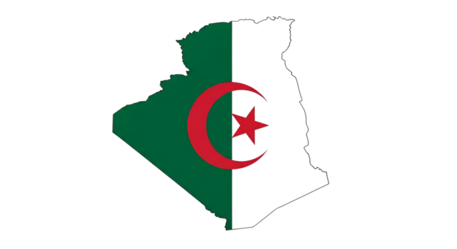 Algeria map outline with flag isolated on transparent background detailed vector map of algeria with national flag country shape isolated on transparent background vector illustration perfect for info