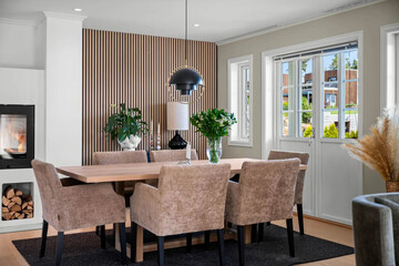 modern luxury dining room interior, 3d render