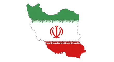 Iran map with flag isolated on transparent background the national flag of iran is placed within the borders of the country symbol of patriotism and freedom vector illustration