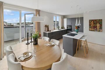 modern luxury dining room interior, 3d render