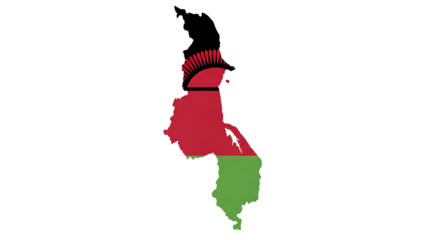 Malawi map outline with flag isolated on transparent background the map of malawi is filled with the malawian flag vector illustration of the countrys map with its flag inside