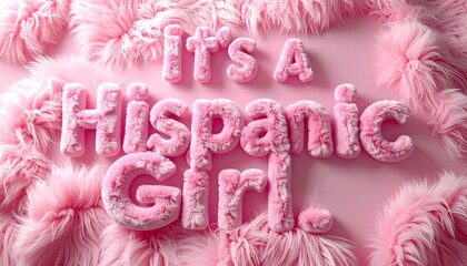 Fluffy pink text on a pink fur background