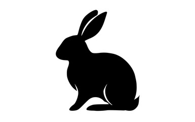 a black silhouette of a rabbit sitting on a transparent backgroundanimal, black, illustration, profile, rabbit, sit 