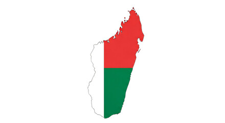 Map of madagascar isolated on transparent background the map is filled with the colors of the madagascar flag, creating a patriotic and symbolic representation of the nations geography and identity
