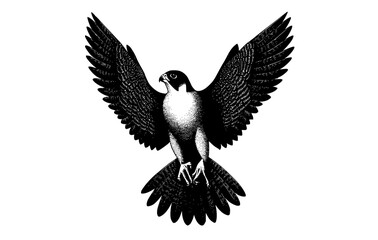 a black and white engraving of an eagle in flightbeak, bird, black, eagle, falcon, flight, fly, illustration, pigeon, sky, spread, swallow, white, wing 