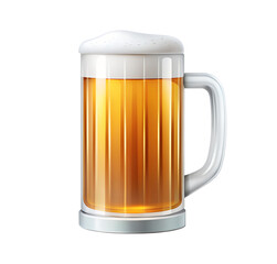 Realistic beer mug with frothy head illustration on transparent background