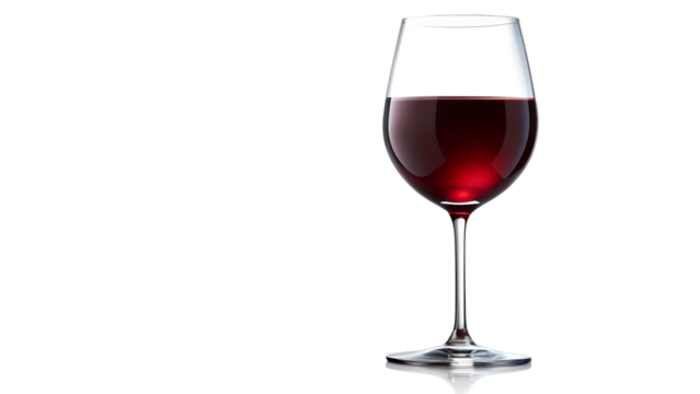 A glass of red wine isolated on transparent background, perfect for showcasing the rich color and clarity of the beverage in culinary themes