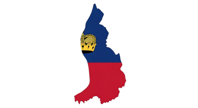 Map of liechtenstein isolated on transparent background showing the countrys flag within its borders, a geographical representation of the nation with its unique shape and colors, perfect for educatio