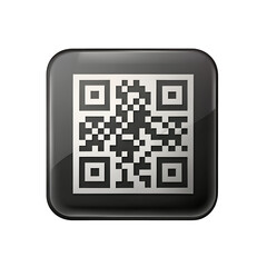 Shiny QR Code Icon with Rounded Square Frame on Transparent Background