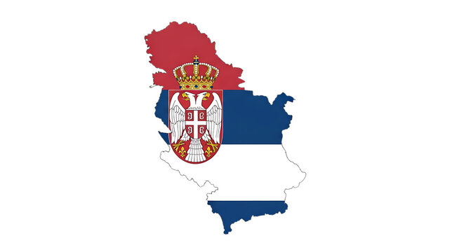 Map of serbia with the serbian flag isolated on transparent background this illustration depicts the geographical shape of serbia filled with the colors of the national flag, creating a symbolic repre