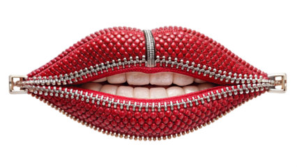  zipper-in-shape-of-lips---isolated-on-white-background.