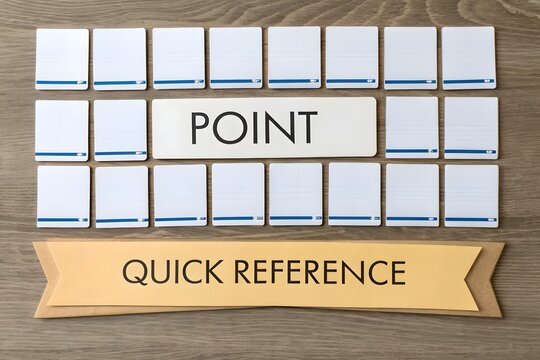 Arranged flashcards and text representing quick reference