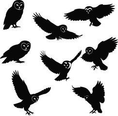 Minimalist Owl Silhouettes on White