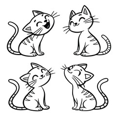Four happy cartoon kittens animal illustration