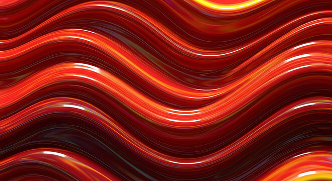 An abstract image presents a captivating display of fiery red and orange waves, rippling and swirling in a mesmerizing dance of color and form, evoking a sense of heat, energy, and dynamic movement