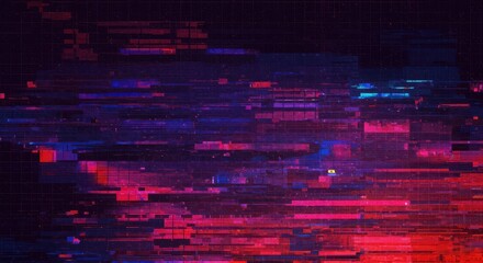 Abstract digital glitch art with vibrant pink and blue colors