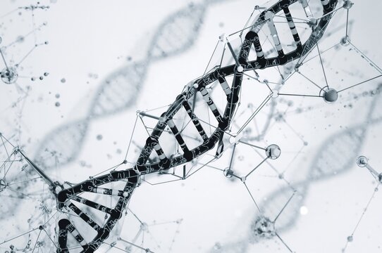 Circular molecular structure with compact geometric DNA lattice in monochrome for design