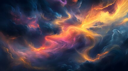 Fototapeta premium A vibrant and ethereal nebula of swirling cosmic gases.