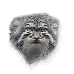 portrait of a Pallas's cat isolated on white background