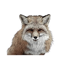 Portrait of a red fox against white background