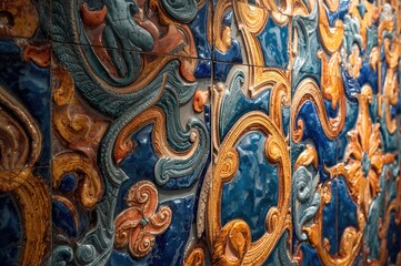 Detailed tile surface pattern and wall covering