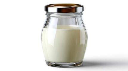 Jar with fresh milk on a white background