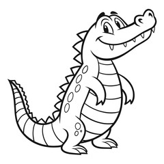 Smiling cartoon alligator standing illustration drawing