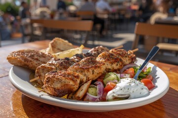 Tasty skewered chicken, classic Mediterranean recipe