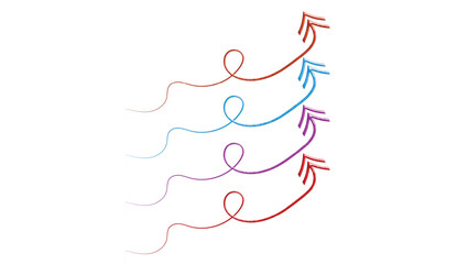 Set of Four Hand-Drawn Looping Arrows - Parallel Upward Trends for Infographics and Data Visualization