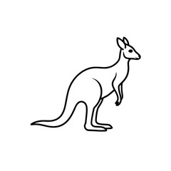 Outlined kangaroo illustration on transparent background