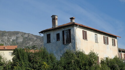 stone houses of an ancient abandoned town in Lunigiana. Massa Carrara. Tuscany. Italy