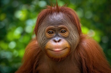 Selective focus close-up of an orangutan