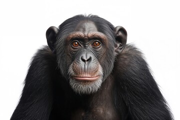 Fototapeta premium Chimpanzee on a plain backdrop adds humor to your designs, Photograph