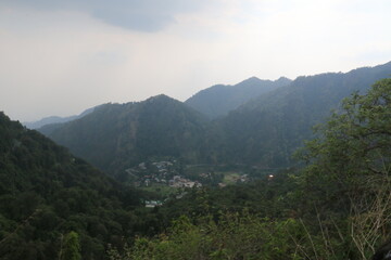 mountain landscape with fog, Beautiful Desktop Wallpaper, view of the mountains