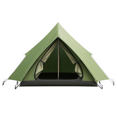 Green camping tent view