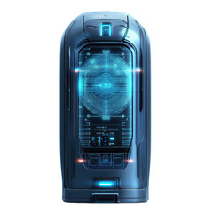 Futuristic data terminal displays complex information