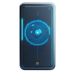 Futuristic smartphone with glowing interface display