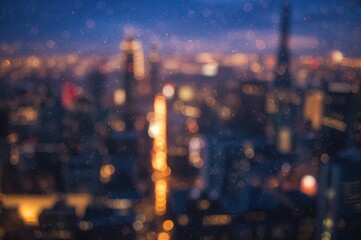 Obraz premium Twilight urban lights with bokeh effect