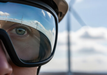 Reflection of Wind Turbines in Eye