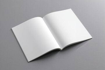 Brochure featuring empty pages set against a plain backdrop. Design mock-up