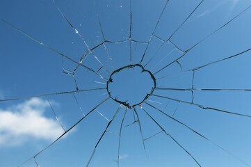 Shattered Glass With Cracks Against