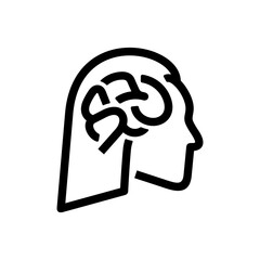 Brain inside a woman's head linear graphic design