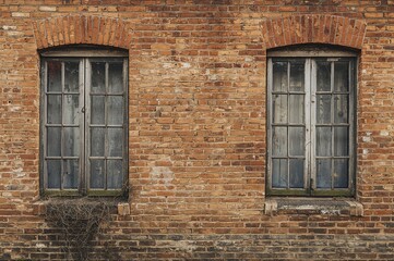 Wall made of bricks featuring shuttered windows