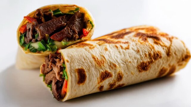 Delicious Beef Wrap with Vegetables &ndash; Fresh Street Food Snack