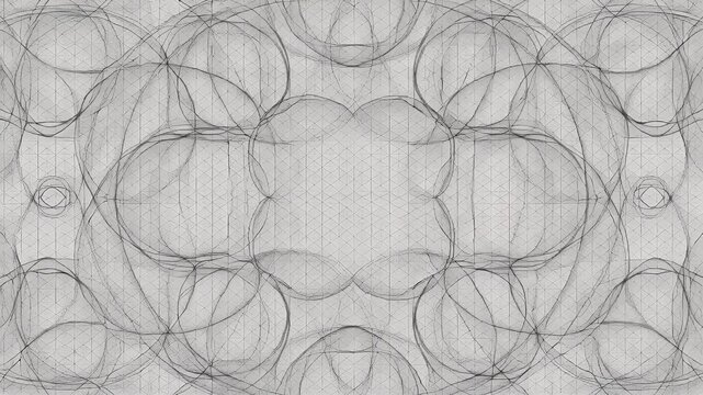 A light pencil sketch of a central circle drawn upon a sheet of textured isometric graph paper