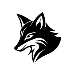 Obraz premium Stylized fox head in black on transparent background silhouette